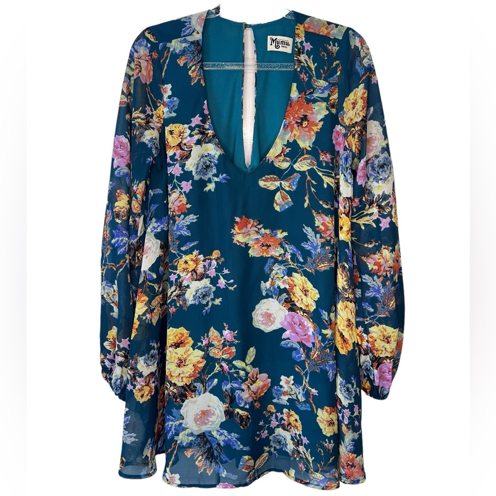 Show Me Your MuMu Donna Michelle Floral Teal Tunic Dress – Small